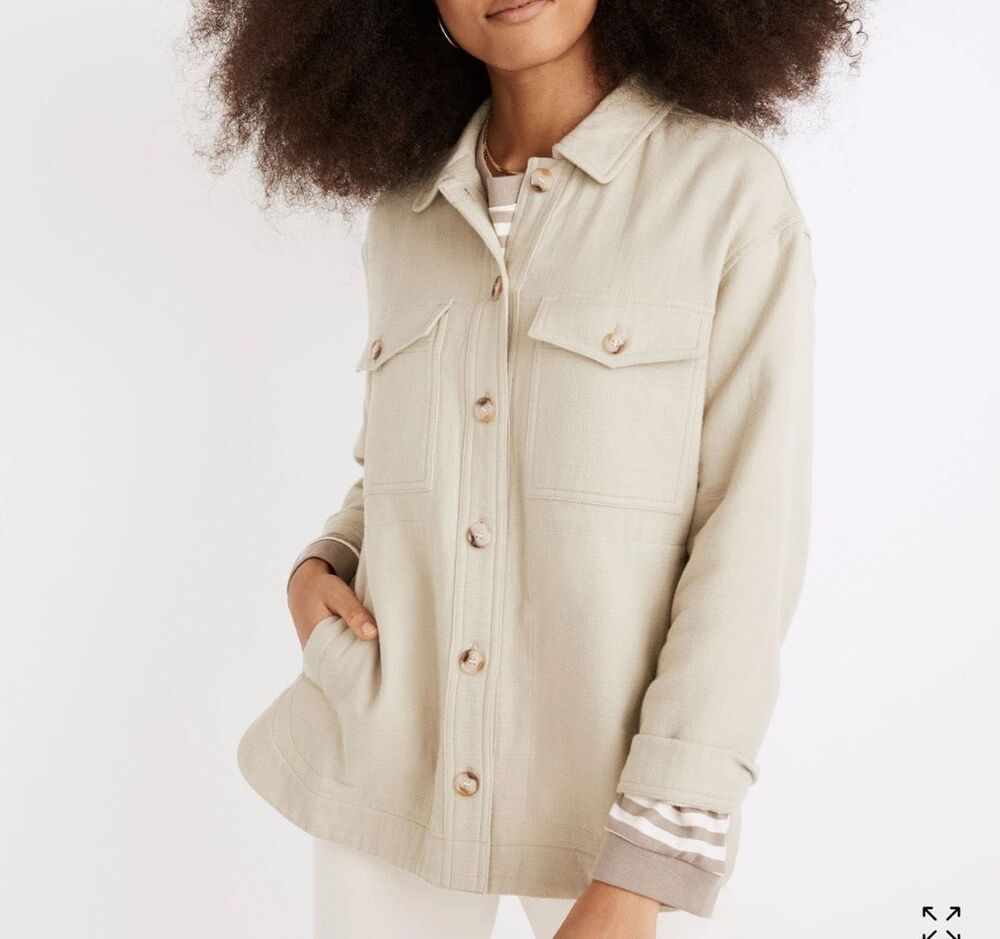 Madewell $88 Waffleback Branner Shacket Faded Seagrass XL NEW